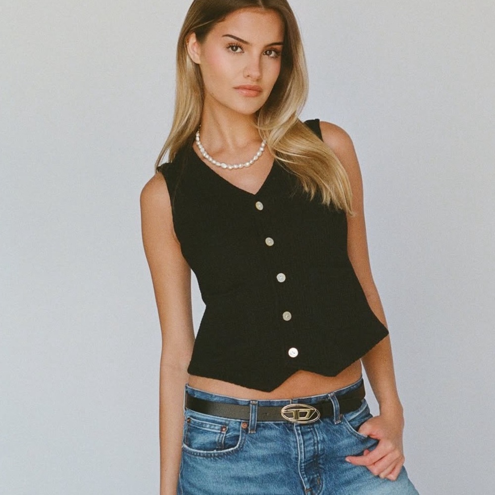 Layere waffle knit vest